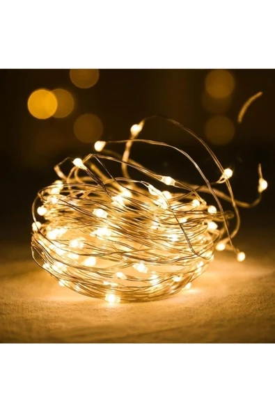 Pazariz Peri Led Işık 10 Metre (sarı) Pilli Aydınlatma Şerit Led Saçak Spot Süsleme - 2