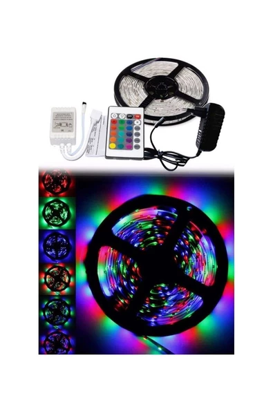 Pazariz 5 Metre Rgb Şerit Led Seti-İç ve Dış Mekan Silikonlu-Tak Çalıştır - Resim 2
