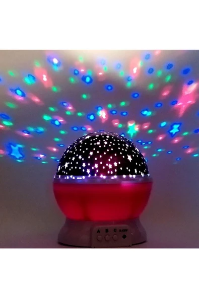 Pazariz Dönen Gece Lambası Işıklı Küre Pembe - Resim 2