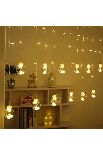 Pazariz Yılbaşı Ve Özel Konsept 12 Toplu Saçaklı Led Işıklı Ip Perde - Resim 3