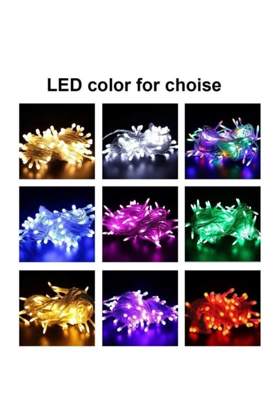 Pazariz 10 Mt 100 Led Işık Renkli Noel Yılbaşı Kamp Parti Agaç Süsleme Led Süs 9 Fon ürün görseli