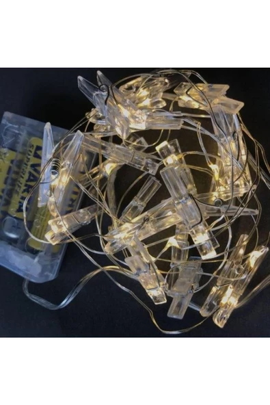 Pazariz Işıklı Mandallı Fotoğraf Albümü 5m - 30 Led - 2