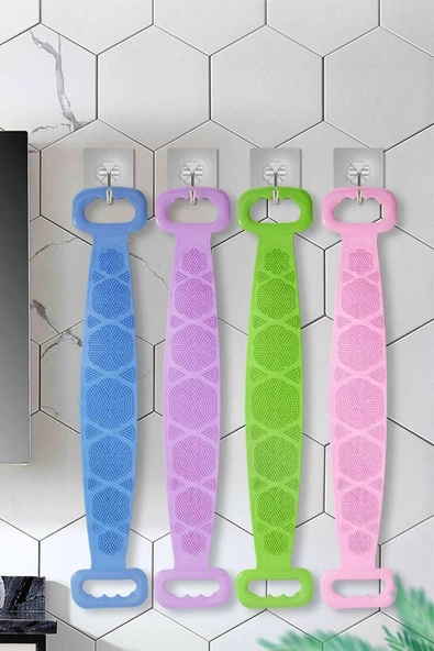 Pazariz Çift Taraflı Banyo Hamam Lifi Silikon Masajlı Yumuşak Duş Lifi Uzun Ömürlü Hazır Banyo Kesesi ürün görseli 1