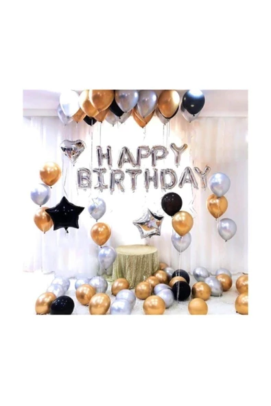 Pazariz Plus Doğum Günü Balonu Kombini Gümüş Kb1252 ürün görseli