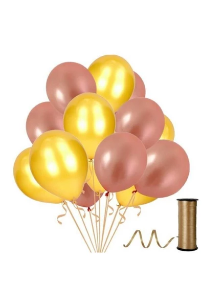 Pazariz Fırsat Ayı 30 Adet Metalik Rose Gold, Altın Balon Konsepti-güzel -uçan Balon - Resim 2