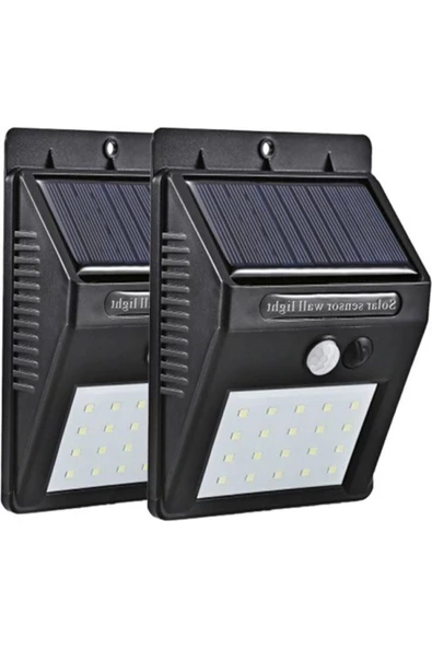 Pazariz 2 Adet Solar Güneş Enerjili 20 Led 1w Ledli Bahçe Aydınlatma Solar Dış Mekan Lambası Hareket