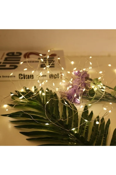 Pazariz Peri Led Işık 5 Metre (sarı) Pilli Aydınlatma Şerit Saçak Spot Süsleme - 3