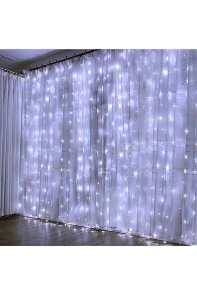Pazariz 8 Fonksiyonlu 2 m 200 Led 10 Saçak Beyaz Led Perde Aydınlatma - 3