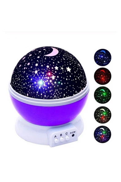 Pazariz Dönen Gökyüzü Renkli Yıldızlı Projeksiyon Gece Lambası