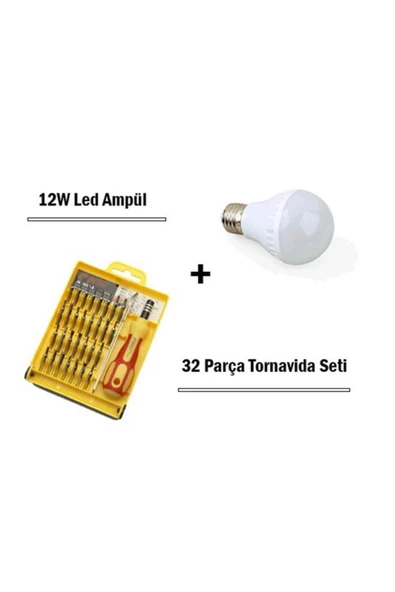 Pazariz 12w Led Ampul + 32 Parça Tornavida Seti - Resim 2