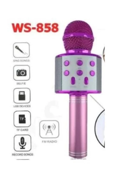 Pazariz Şarj Edilebilir Telefon ve Usb Bağlantılı Beyaz Karaoke Mikrofon - Resim 3