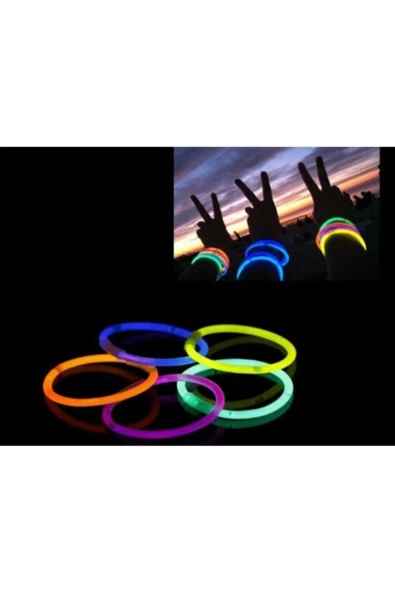 Pazariz 10 Adet Glow Stick Bracelet Fosforlu Kırılan Çubuk Bileklik- - Resim 2