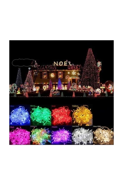 Pazariz 10mt Rgb 100 Led Fişli Noel Parti Yılbaşı Ağaç Dekoratif Aydınlatma Lambası Animasyonlu Süsleme ürün görseli 1