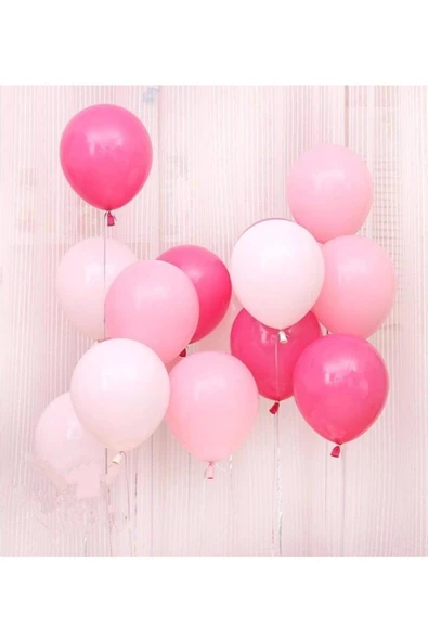 Pazariz Fırsat Ayı 30 Adet Metalik Sedefli (fuşya-şeker Pembe-beyaz) Karışık Balon Helyumla Uçan
