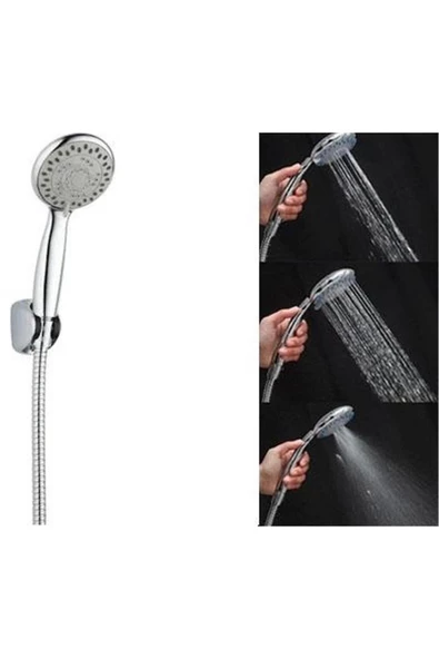 Pazariz Gri Terapi Etkili 3 Fonksiyonlu Duş Başlığı Seti ürün görseli 1