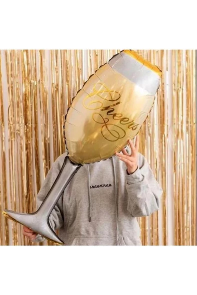 Pazariz Kadeh Şekilli Cheers Yazılı O Balon 37x92 cm