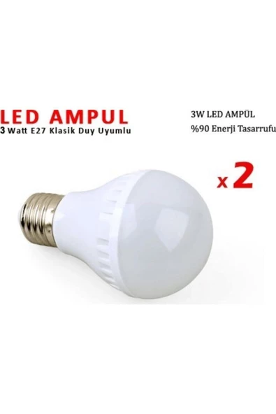 Pazariz 3w Enerji Tasarruflu Led Ampul ( 2 Adet )