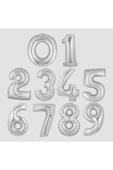 Pazariz Gümüş Renkli 40*100 Rakam Folyo Balon ürün görseli