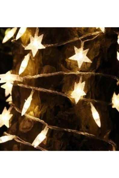 Pazariz Unisex  Altın  Yıldız Metal Yılbaşı  Süs  Dekoratif Pilli Led Işık Aydınlatma  10'lu - 2