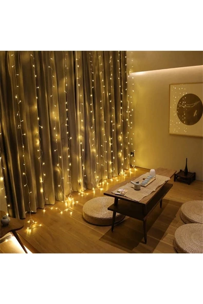 Pazariz 8 Fonksiyonlu 200 Led 10 Saçak Şerit Led 2x2 Perde Ip Led Gün Işığı