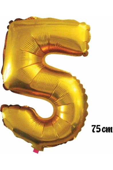 Pazariz Fırsat Ayı 75 Cm 5 Rakam Folyo Balon Altın