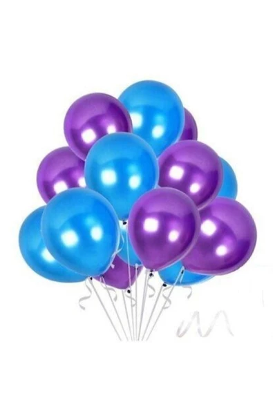 Pazariz Fırsat Ayı 35 Adet Metalik Sedefli Mor, Mavi Balon-uçan- Balon - Resim 2