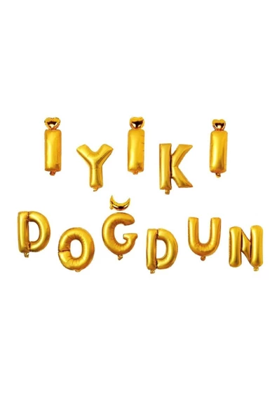Pazariz Kazanabil Iyiki Doğdun Set Altın Renkli Folyo Balon Harfler 40cm ürün görseli