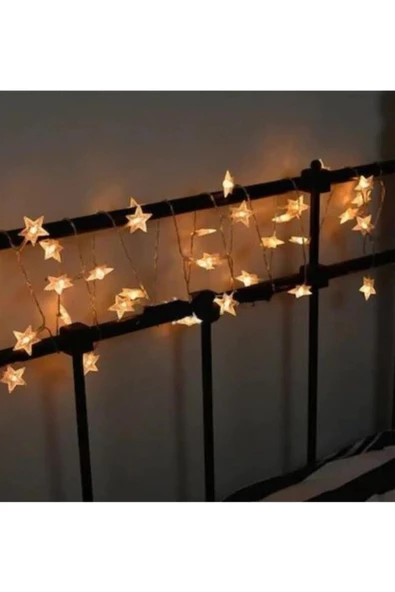 Pazariz Unisex  Altın  Yıldız Metal Yılbaşı  Süs  Dekoratif Pilli Led Işık Aydınlatma  10'lu - 3