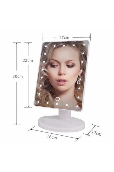 Pazariz ® 22 Ledli 360 Derece Dönebilen Led Işıklı Masaüstü Makyaj Aynası - Resim 3