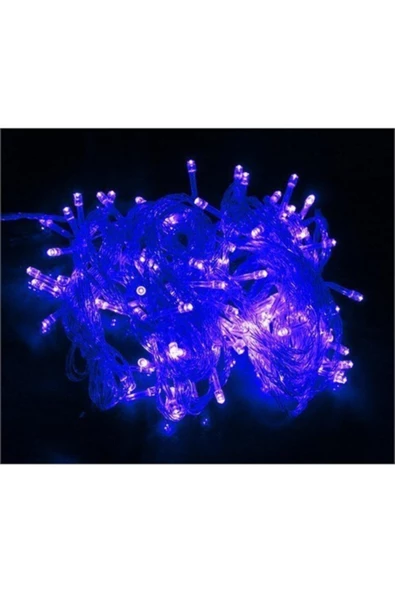 Pazariz 10mt Mavi 100 Led Fişli Noel Parti Yılbaşı Ağaç Dekoratif Aydınlatma Lambası Animasyonlu Süsleme