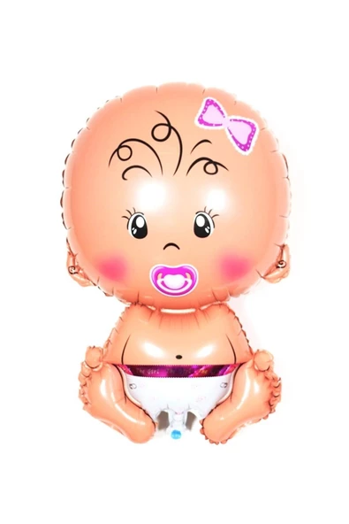 Pazariz Fırsat Ayı Kız Bebek Figürlü Kendin Şişir Uçan Folyo Balon Pembe ürün görseli