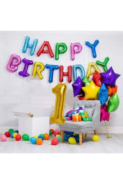 Pazariz Renkli Happy Birthday Doğum Günü Seti ürün görseli