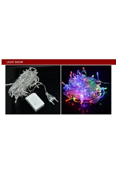 Pazariz 10 m Rgb 100 Led Fişli Noel Parti Yılbaşı Ağaç Dekoratif Aydınlatma Lambası Animasyonlu Süsleme - Resim 3