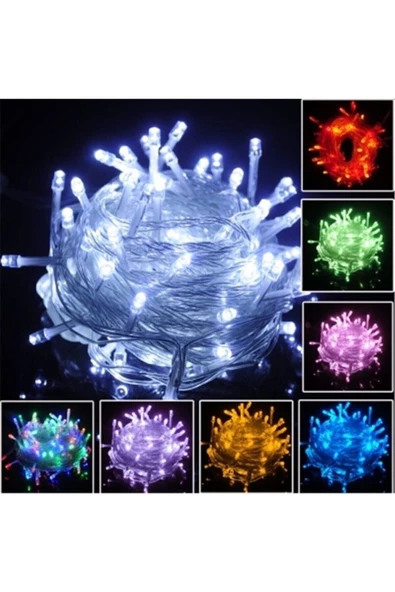 Pazariz 10mt Rgb 100 Led Fişli Noel Parti Yılbaşı Ağaç Dekoratif Aydınlatma Lambası Animasyonlu Süsleme