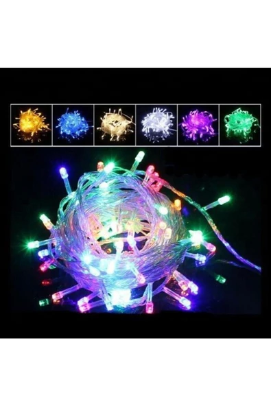 Pazariz 10mt Rgb 100 Led Fişli Noel Parti Yılbaşı Ağaç Dekoratif Aydınlatma Lambası Animasyonlu Süsleme ürün görseli 1