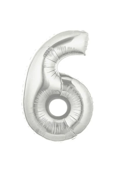 Pazariz Şekilli Supershape Silver Rakam Folyo Balon 6 Numara