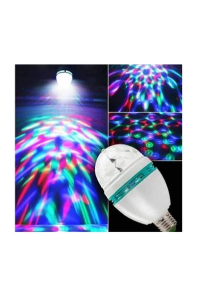 Pazariz 16 Renkli Disko Ampülü Hareketli 360 Derece Dönen Disco Topu Gece Lambası Led Disko Dönen Ampul