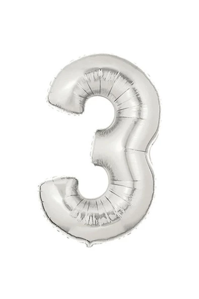 Pazariz Şekilli  Silver Rakam O Balon 3 Numara ürün görseli