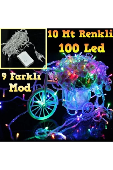 Pazariz 10mt Rgb 100 Led Fişli Noel Parti Yılbaşı Ağaç Dekoratif Aydınlatma Lambası Animasyonlu Süsleme - 3