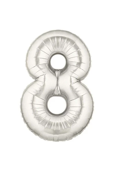 Pazariz Şekilli Supershape Silver Rakam Folyo Balon 8 Numara