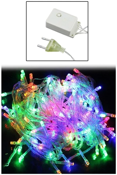 Pazariz 10mt Rgb 100 Led Fişli Noel Parti Yılbaşı Ağaç Dekoratif Aydınlatma Lambası Animasyonlu Süsleme