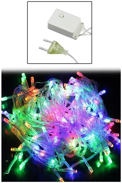 Pazariz 10mt Rgb 100 Led Fişli Noel Parti Yılbaşı Ağaç Dekoratif Aydınlatma Lambası Animasyonlu Süsleme