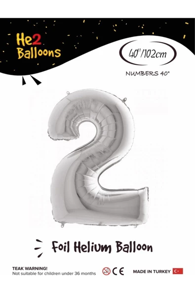 Pazariz Fırsat Ayı Balon 2 Rakam Gümüş Folyo Balon 40 Inç ürün görseli