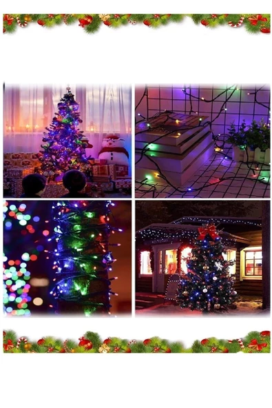 Pazariz 10mt Rgb 100 Led Fişli Noel Parti Yılbaşı Ağaç Dekoratif Aydınlatma Lambası Animasyonlu Süsleme - 3