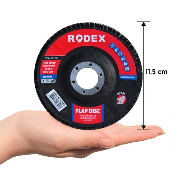 Rodex 15 Parça Flap Disk Avuç İçi Taşlama Zımpara Karma Seti - 4