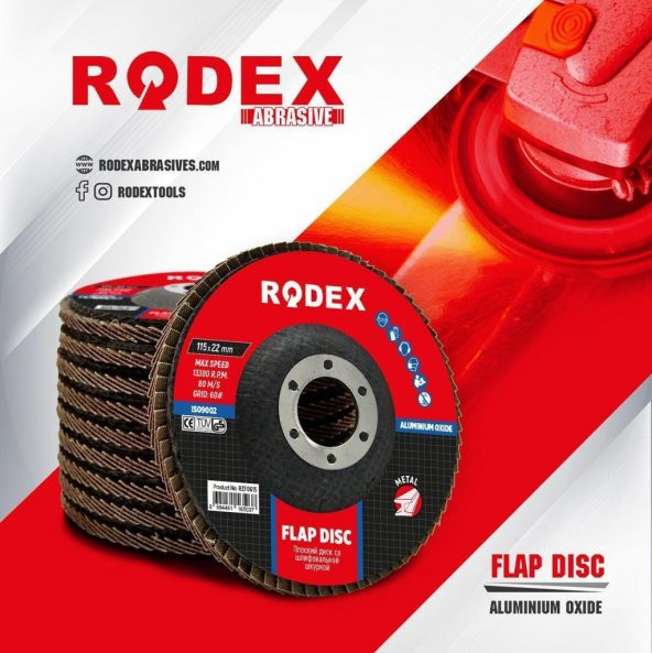 Rodex 15 Parça Flap Disk Avuç İçi Taşlama Zımpara Karma Seti - 9