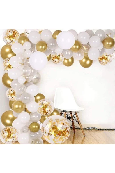 Pazariz Gold Beyaz Krom Zincir Balon Setleri ürün görseli