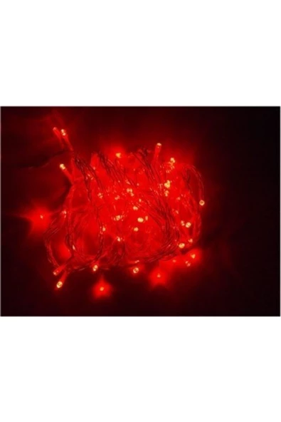 Pazariz 10mt Kırmızı 100 Led Fişli Noel Parti Yılbaşı Ağaç Dekoratif Aydınlatma Lambası Animasyonlu Süsleme