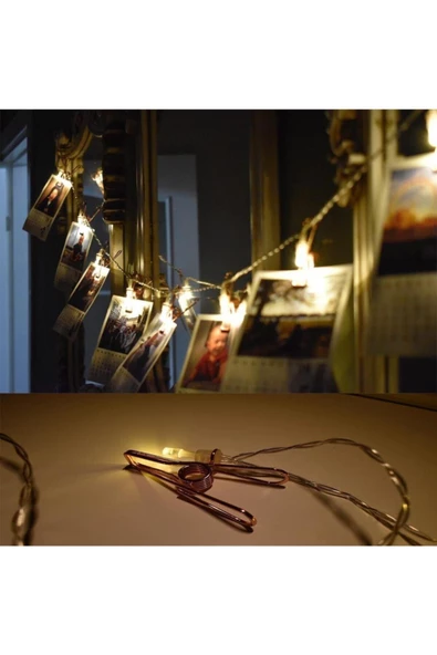 Pazariz Led Işıklı Dekoratif Fotoğraf Askılığı Mandalları