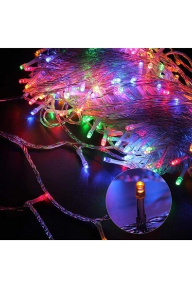 Pazariz 10mt Rgb 100 Led Fişli Noel Parti Yılbaşı Ağaç Dekoratif Aydınlatma Lambası Animasyonlu Süsleme - 3